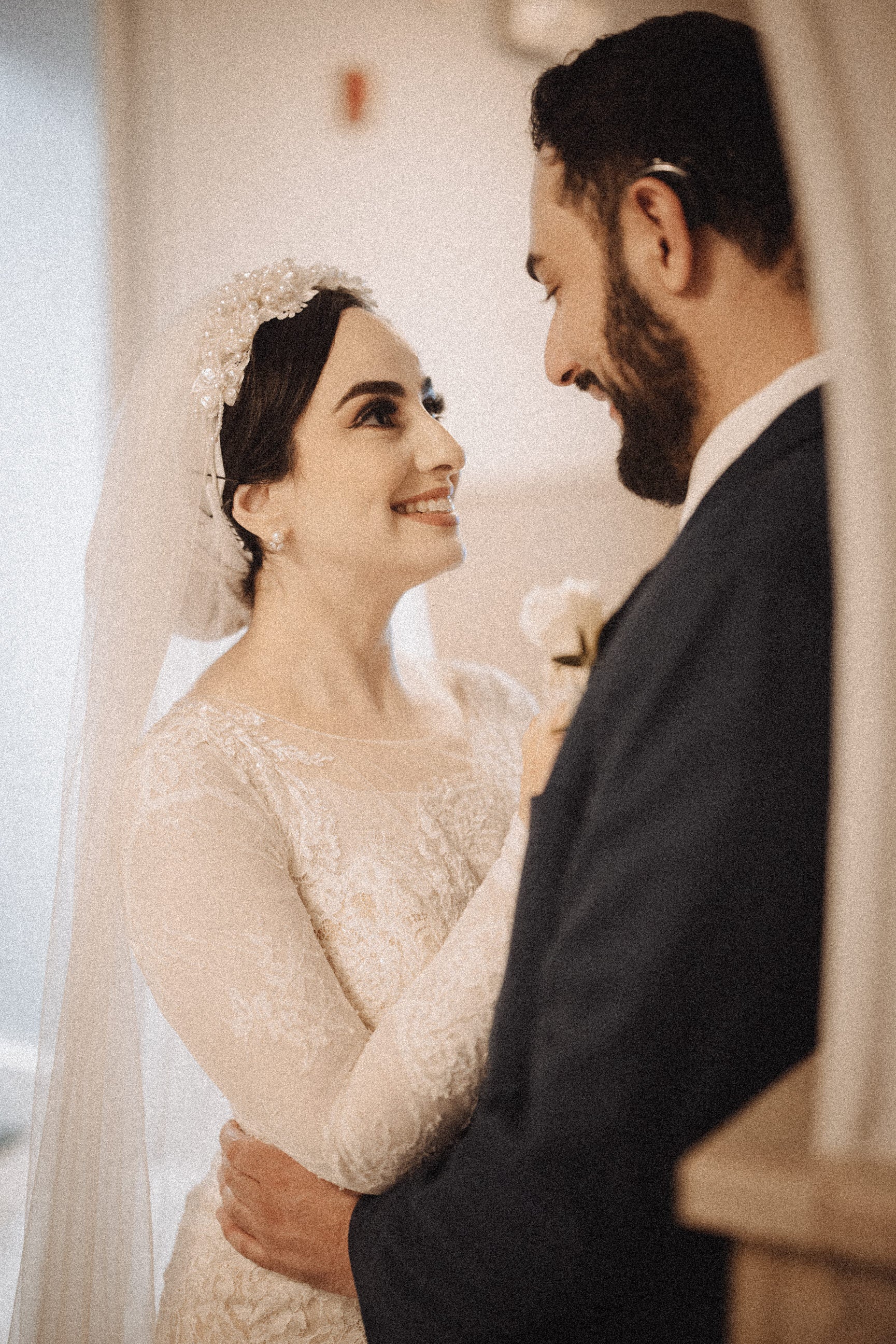 Pearl and Lace Headband Bridal Veil: Turban Headpiece - Studio 3 Twenty One LLC