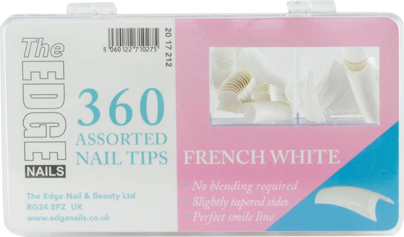 The Edge French White Nail Tips, Sizes 1-10 - Pack of 360 - Studio 3 Twenty One LLC