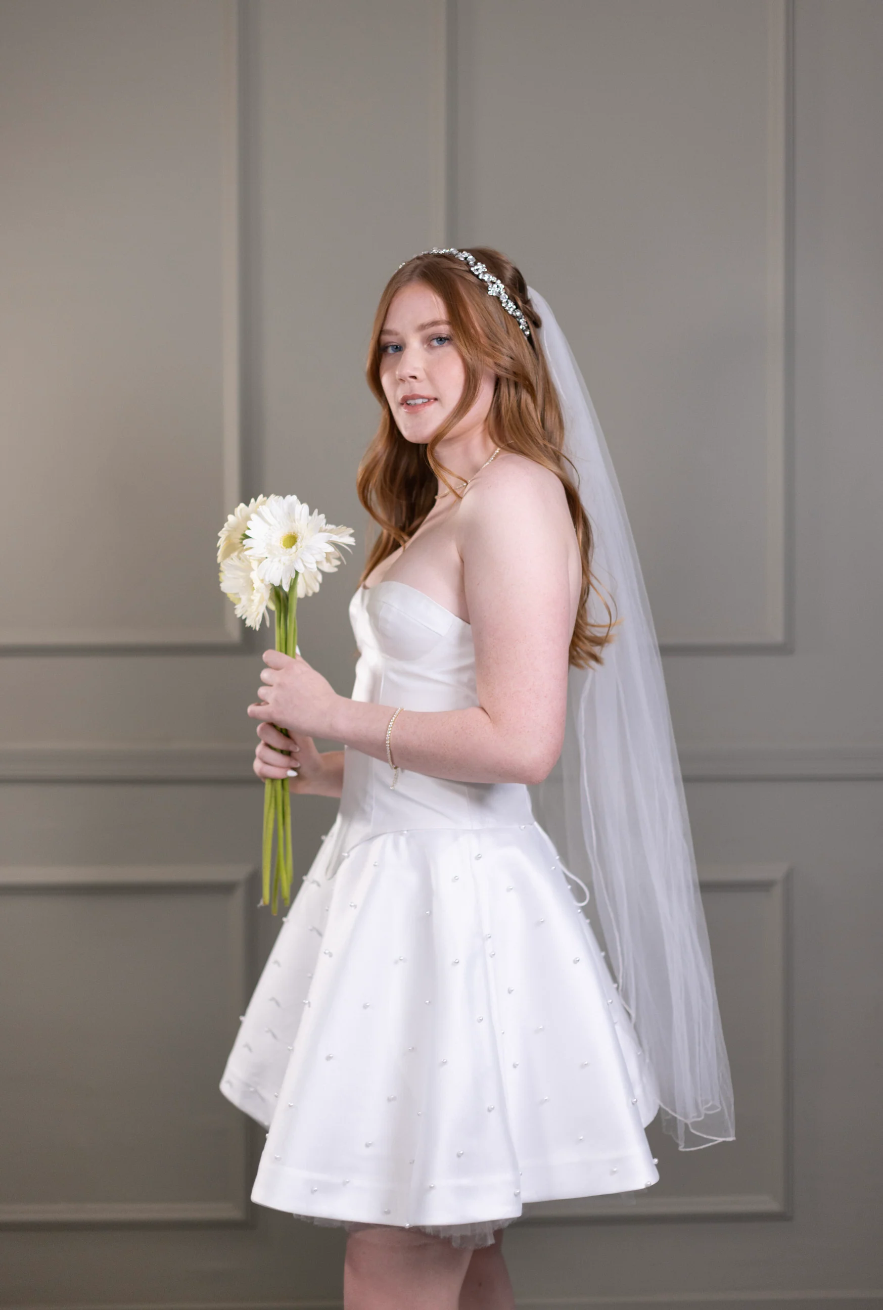 Rhinestone Crystal Bridal Headband, Silver Vine and Flower Hair Chain - Studio 3 Twenty One LLC