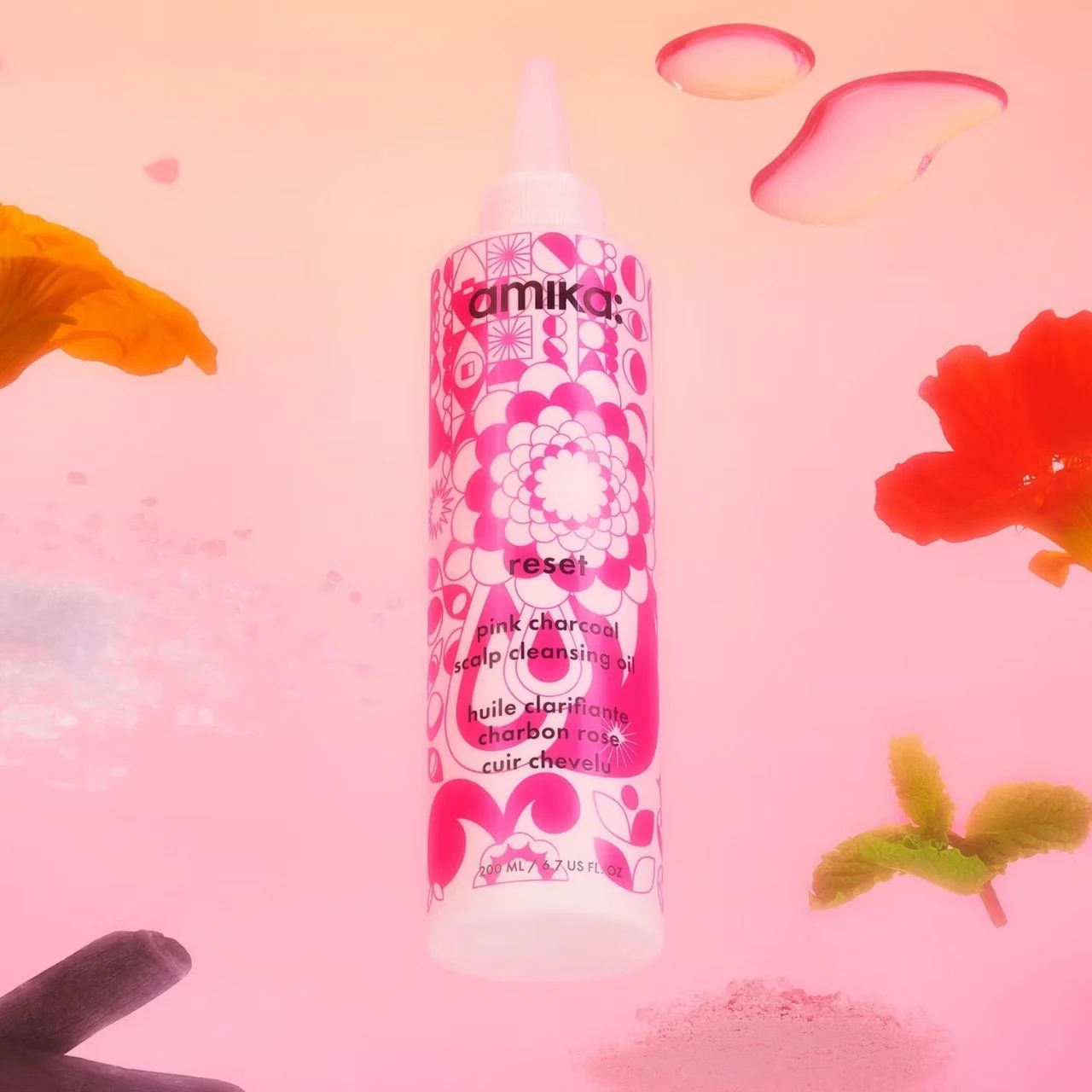 Amika Reset Pink Charcoal Scalp Cleansing Oil 200ml - Studio 3 Twenty One LLC