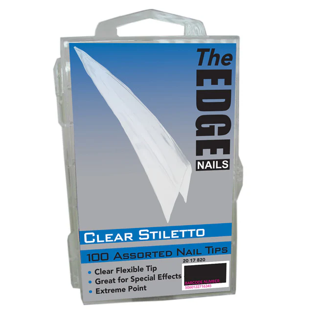 The Edge Stiletto Clear Nail Tips, Sizes 1-10 - Pack of 100 - Studio 3 Twenty One LLC