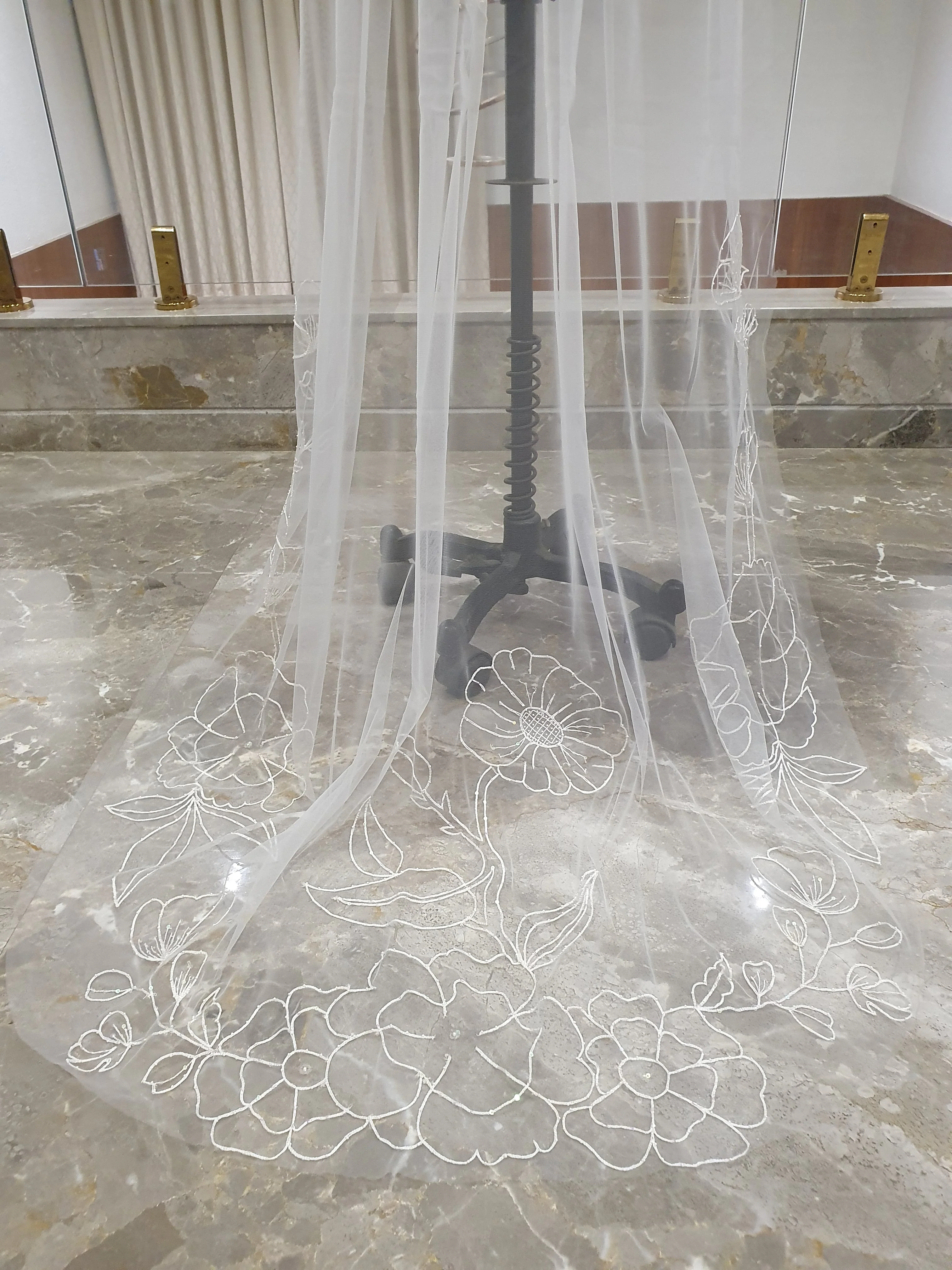 Wildflower Whisper - Delicate Floral Embroidered Wedding Veil | Handcrafted Bridal Veil - Studio 3 Twenty One LLC