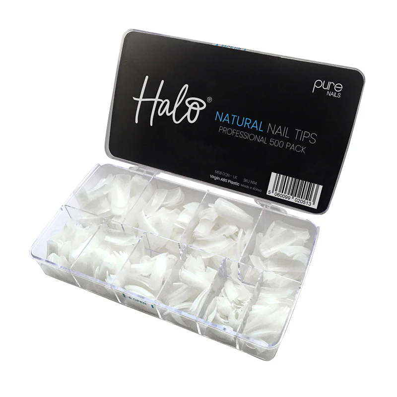 Halo Pure Nails Natural ABS Nail Tips Sizes 1-10 - Pack of 500 - Studio 3 Twenty One LLC