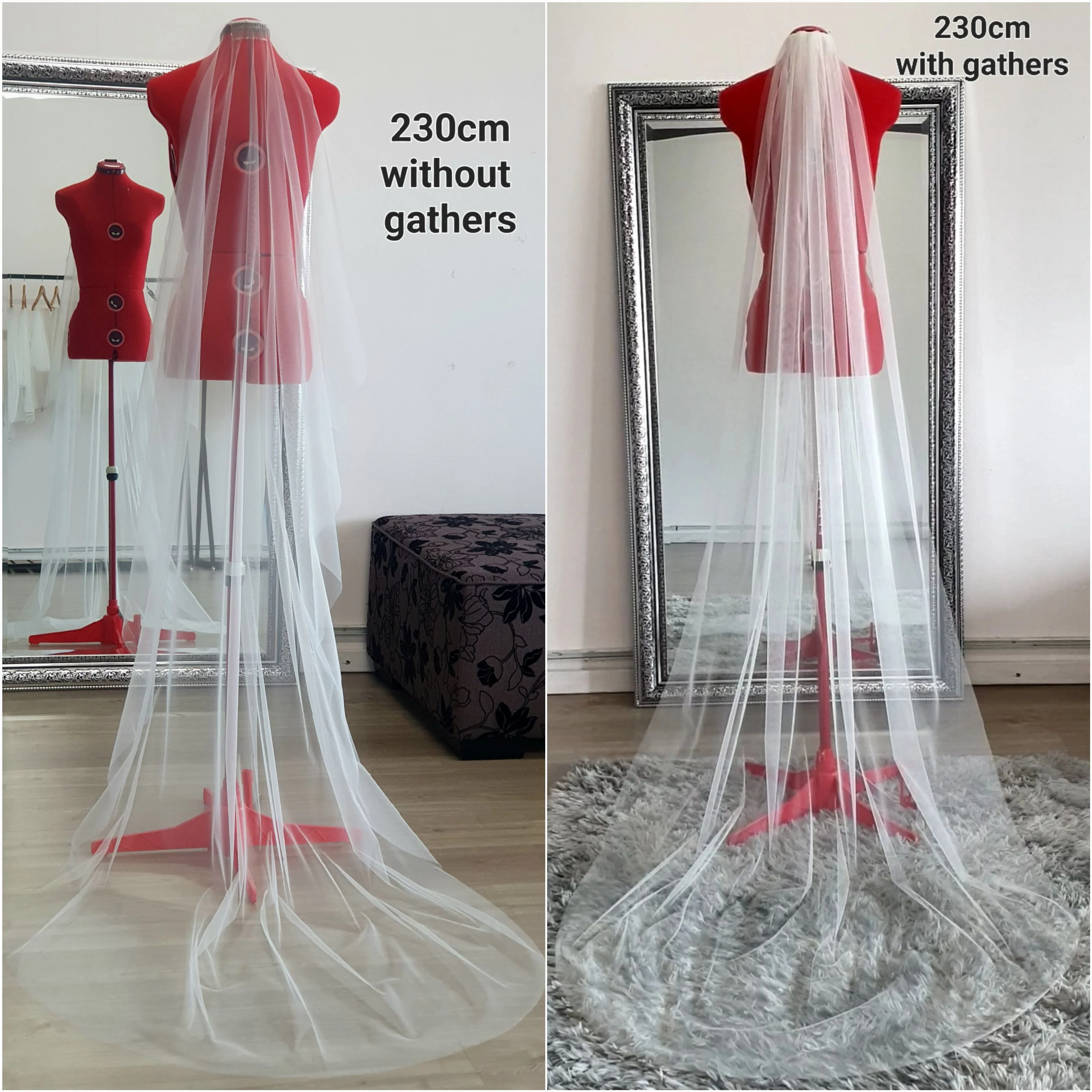 Soft bridal tulle wedding veil without gathers - Studio 3 Twenty One LLC