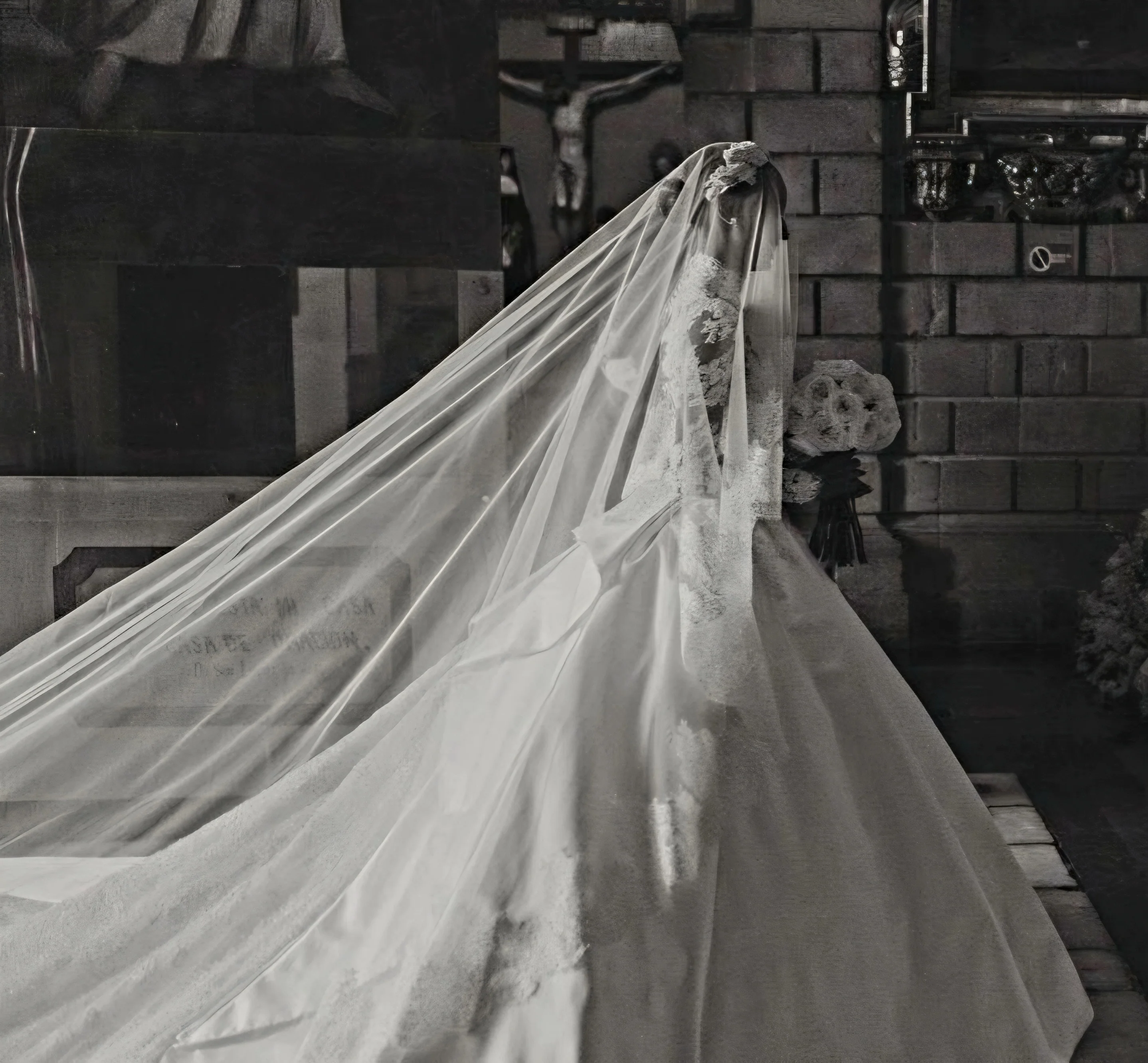 French lace Cathedral Wedding Veil with Blusher, unique and statement thick lace trim- Rosa - Studio 3 Twenty One LLC