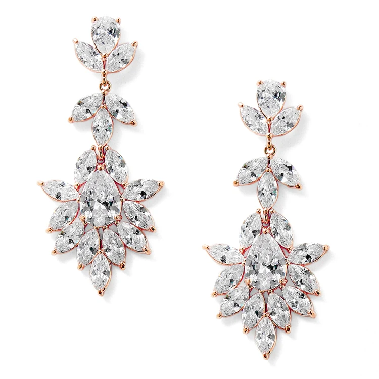 Jacqueline Bridal Earrings (Available in 14K Rose Gold, 14K Gold or Platinum Plating) - Studio 3 Twenty One LLC