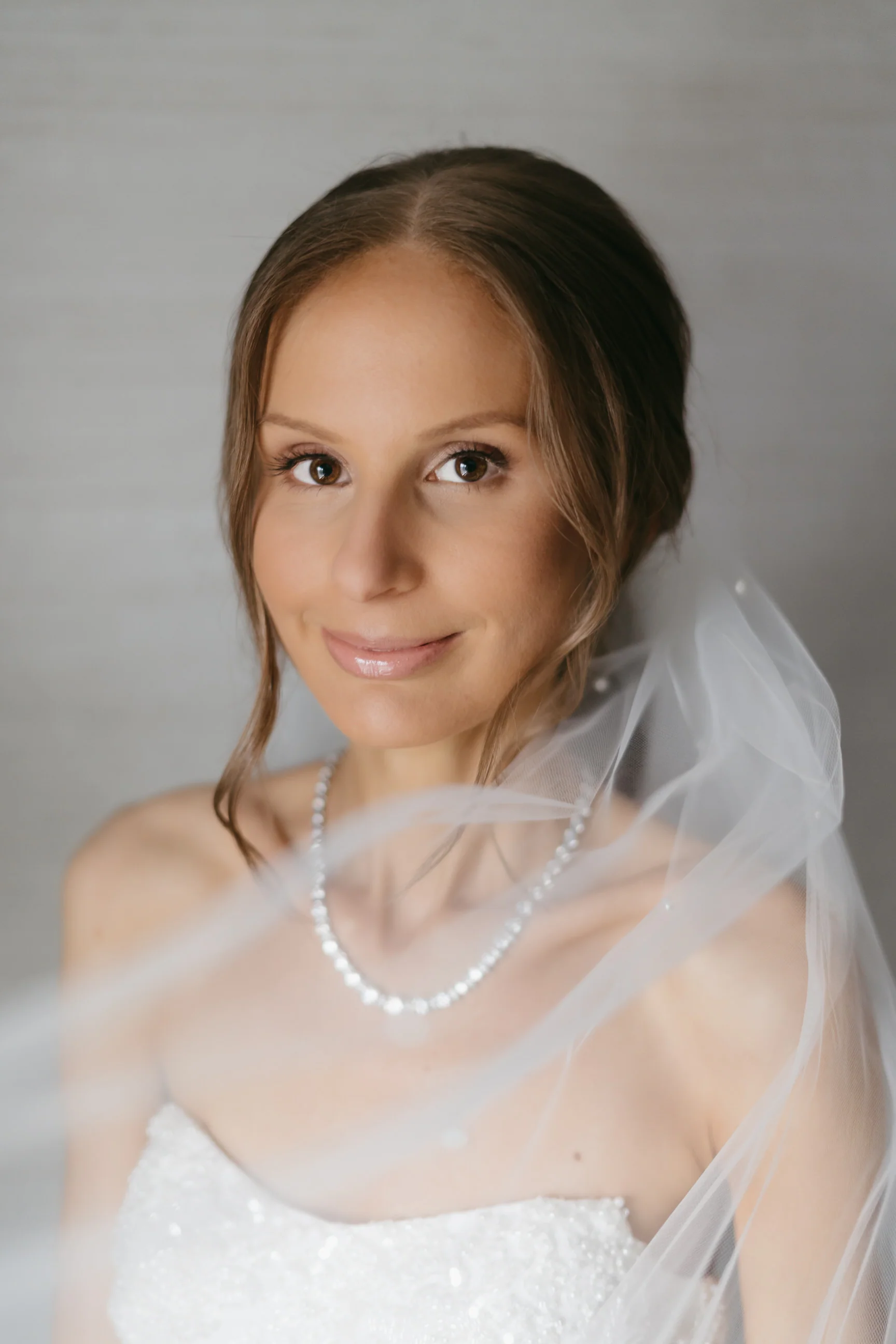 Ponytail Wedding Veil Hair Tie with Scattered Pearls - Studio 3 Twenty One LLC