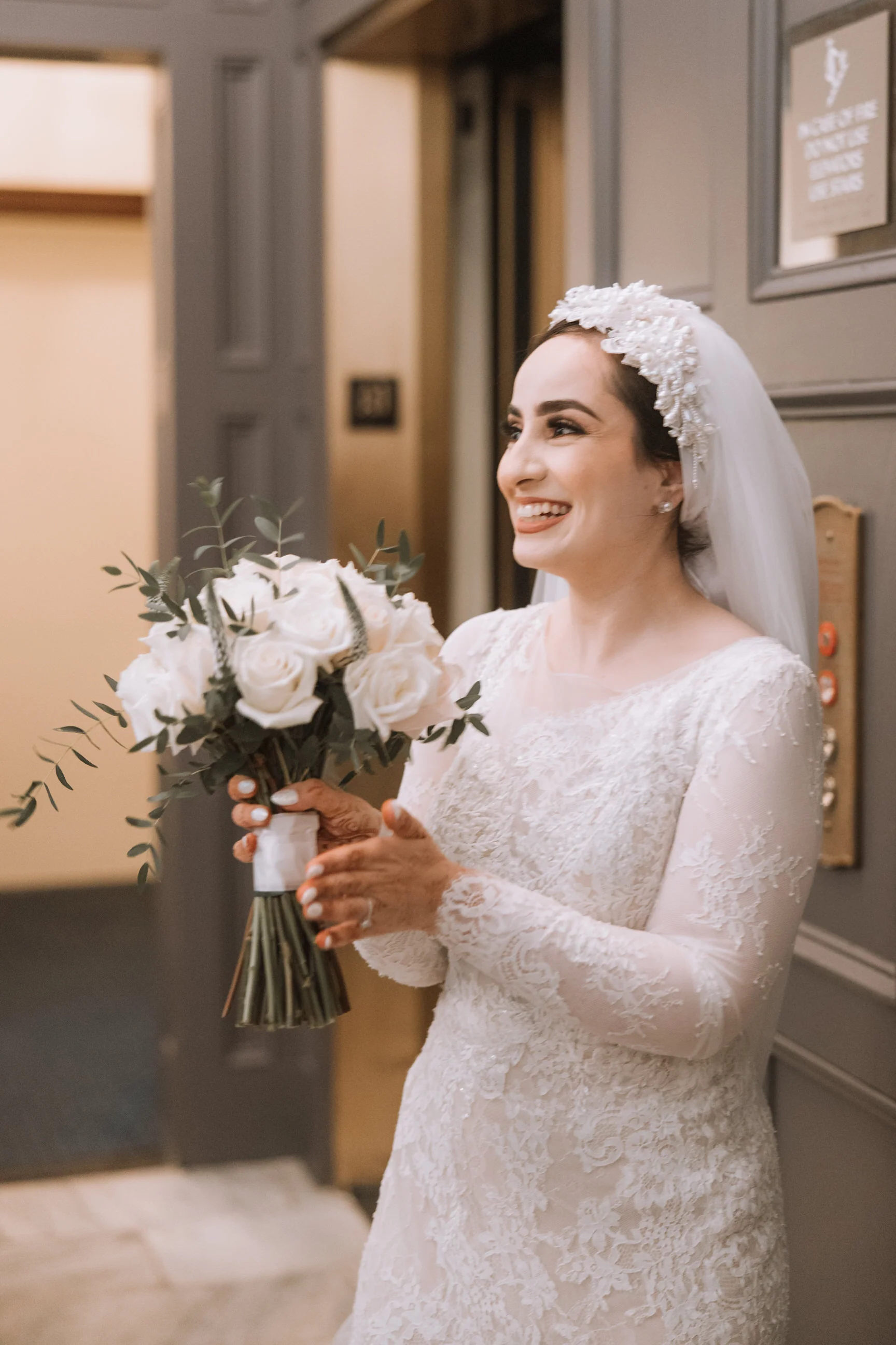Pearl and Lace Headband Bridal Veil: Turban Headpiece - Studio 3 Twenty One LLC