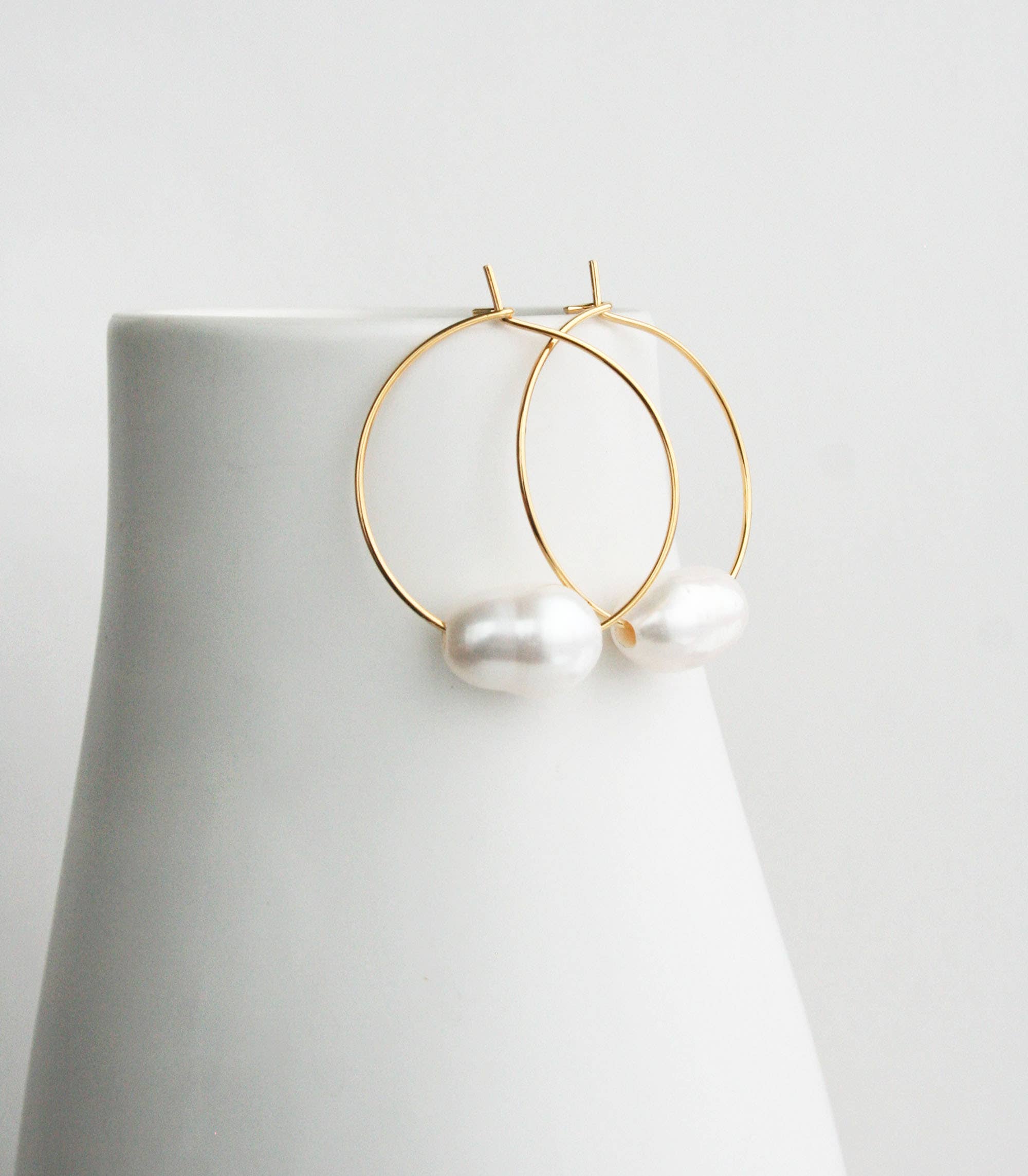 Large Pearl Hoop Earrings - Studio 3 Twenty One LLC