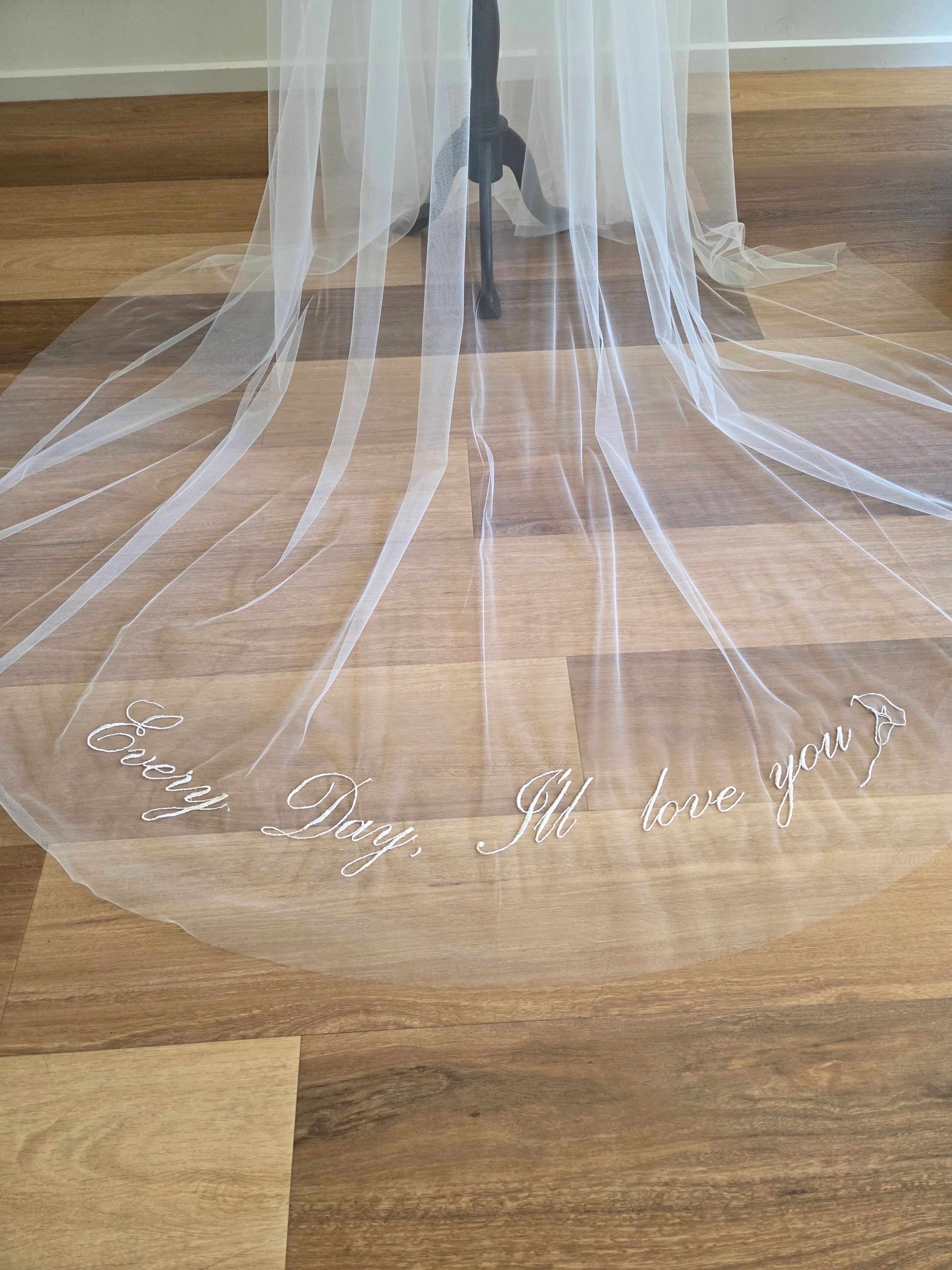 Personalised wedding veil, Custom Embroidery (initials, names, date, quotes) ADD ON - Studio 3 Twenty One LLC