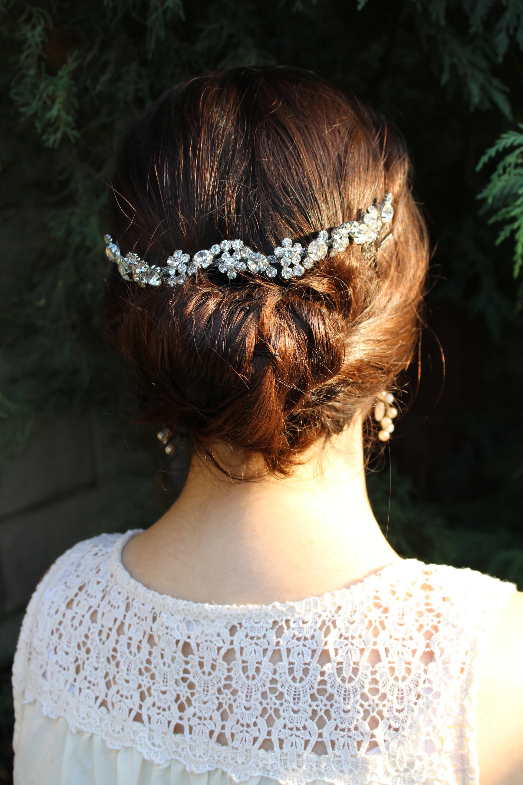 Rhinestone Crystal Bridal Headband, Silver Vine and Flower Hair Chain - Studio 3 Twenty One LLC