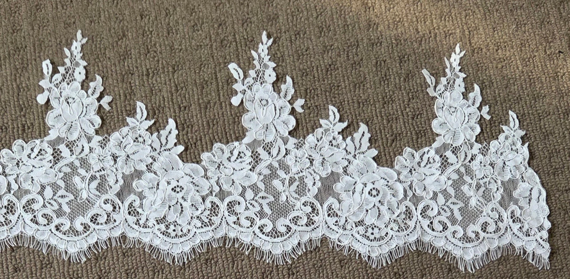 Milk - French Lace Cathedral Wedding Veil with Blusher - Studio 3 Twenty One LLC