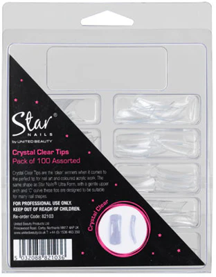 Star Nails Crystal Clear Nail Tips, Sizes 1-10 - Pack of 100 - Studio 3 Twenty One LLC