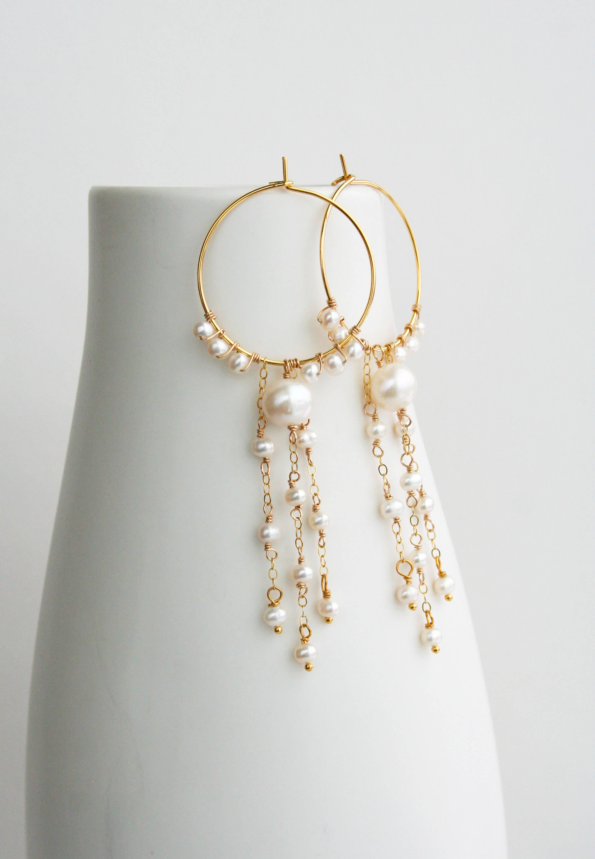Pearl Hoop Dangle Earrings - Studio 3 Twenty One LLC
