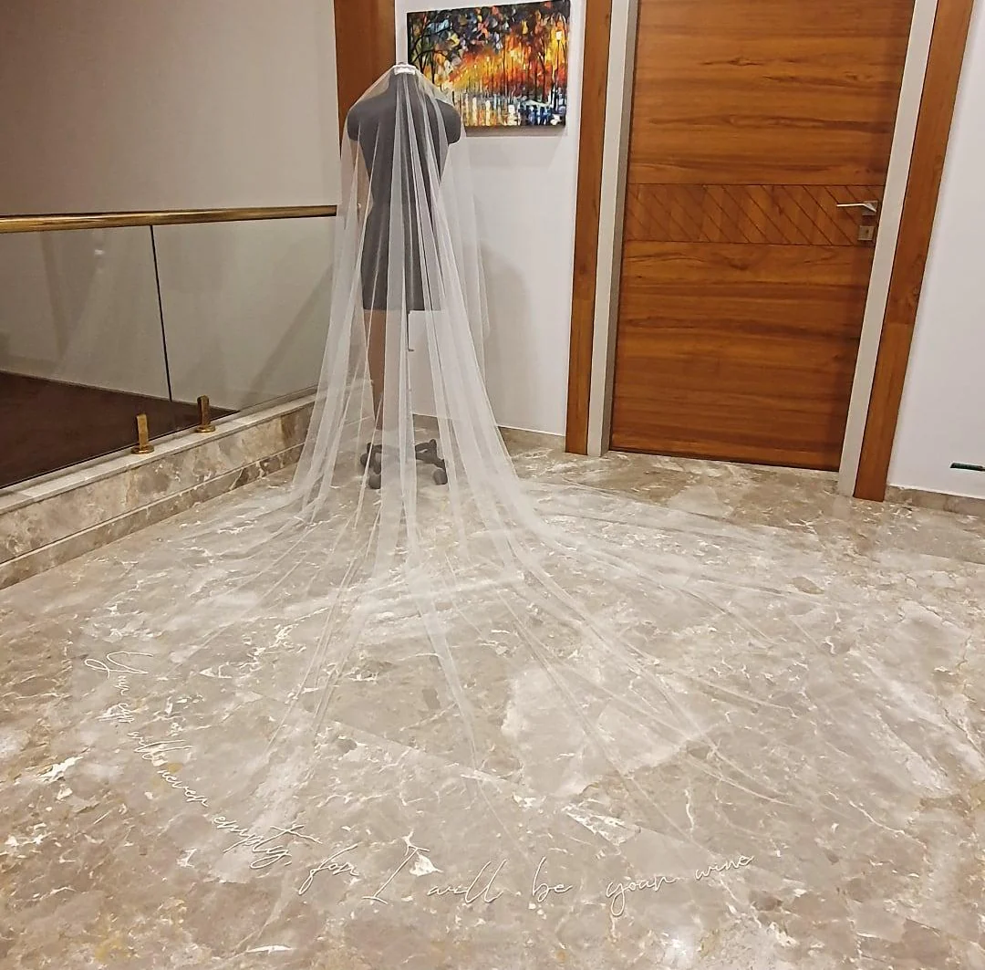 Personalised wedding veil, Custom Embroidery (initials, names, date, quotes) ADD ON - Studio 3 Twenty One LLC