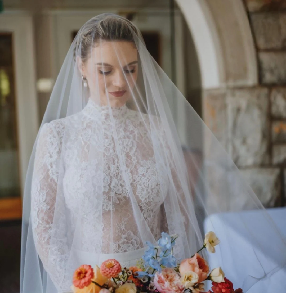 English Net Blusher Veil with long blusher - Studio 3 Twenty One LLC