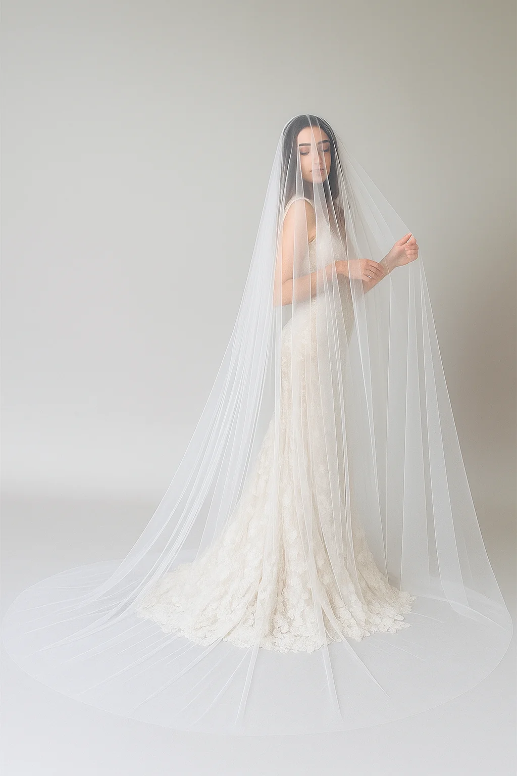 Floor length blusher wedding veil | Diana - Studio 3 Twenty One LLC