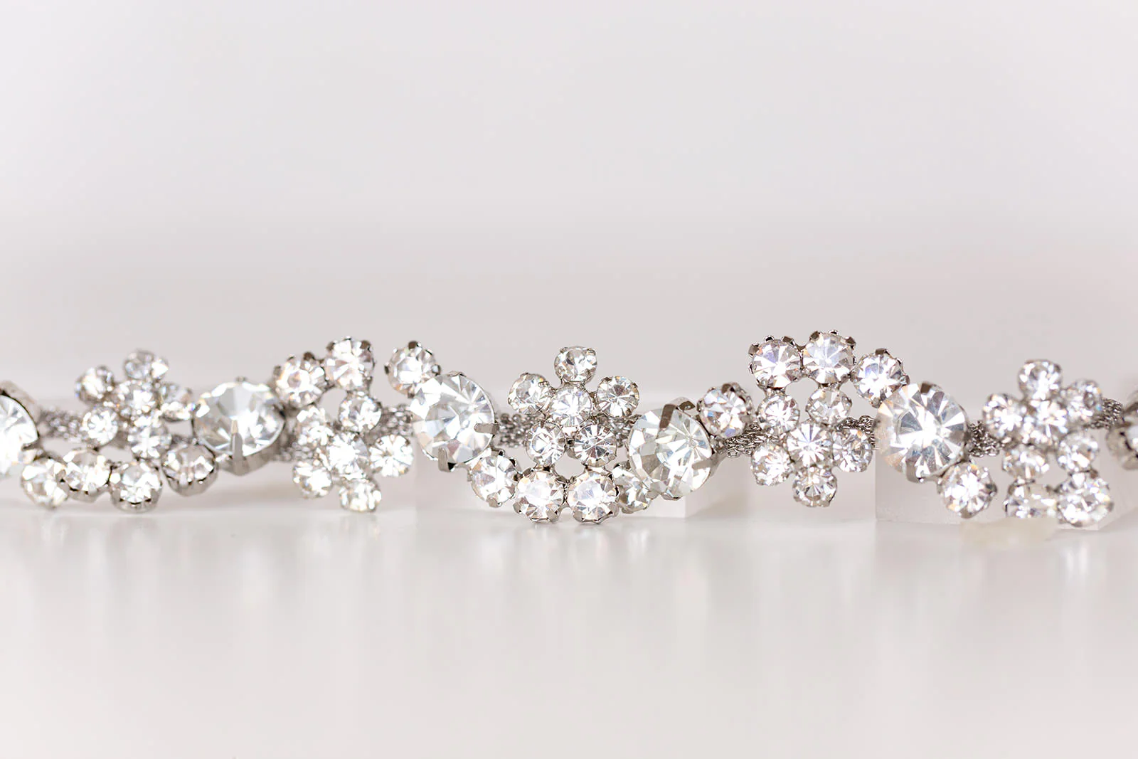 Rhinestone Crystal Bridal Headband, Silver Vine and Flower Hair Chain - Studio 3 Twenty One LLC