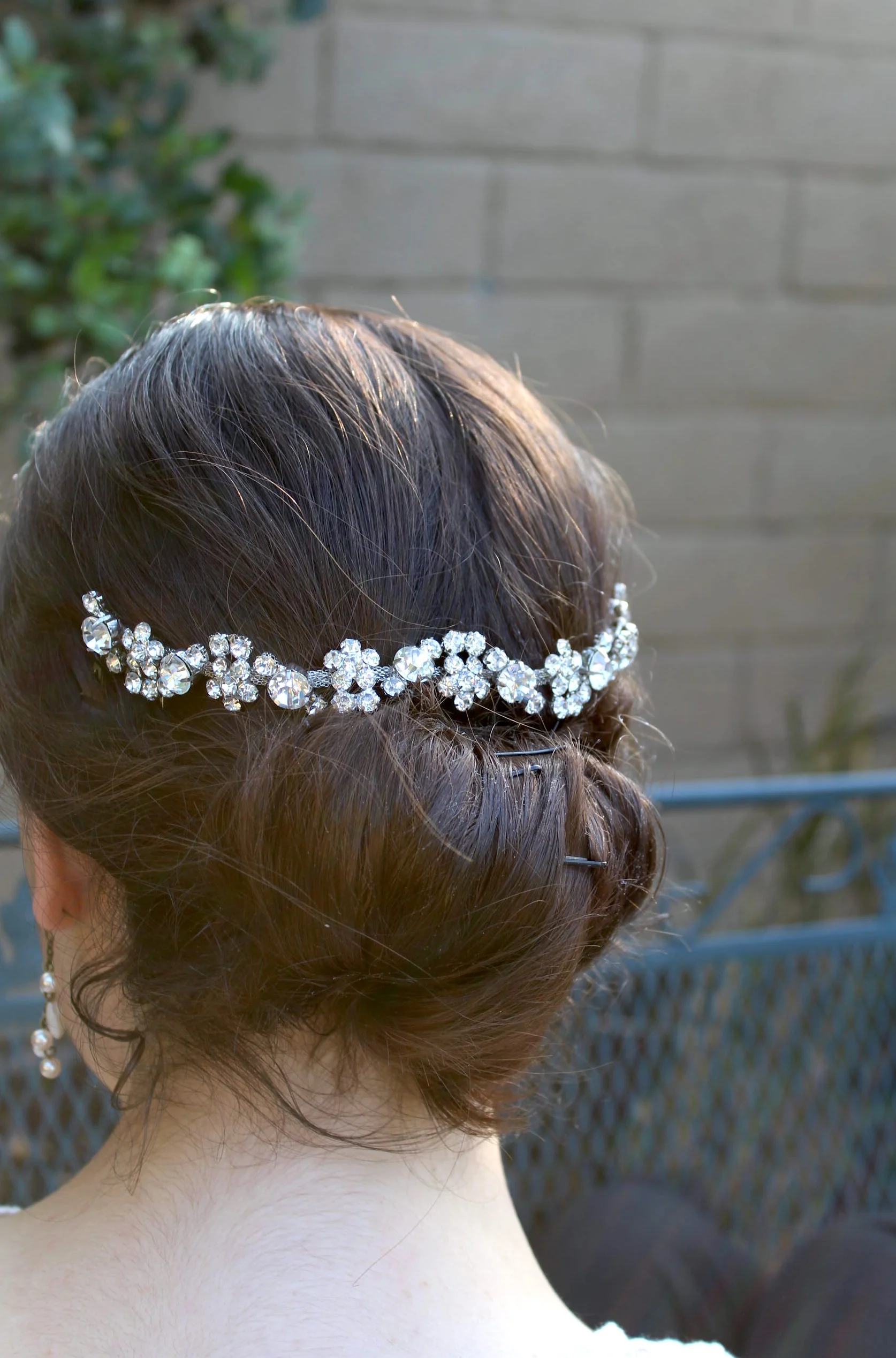 Rhinestone Crystal Bridal Headband, Silver Vine and Flower Hair Chain - Studio 3 Twenty One LLC