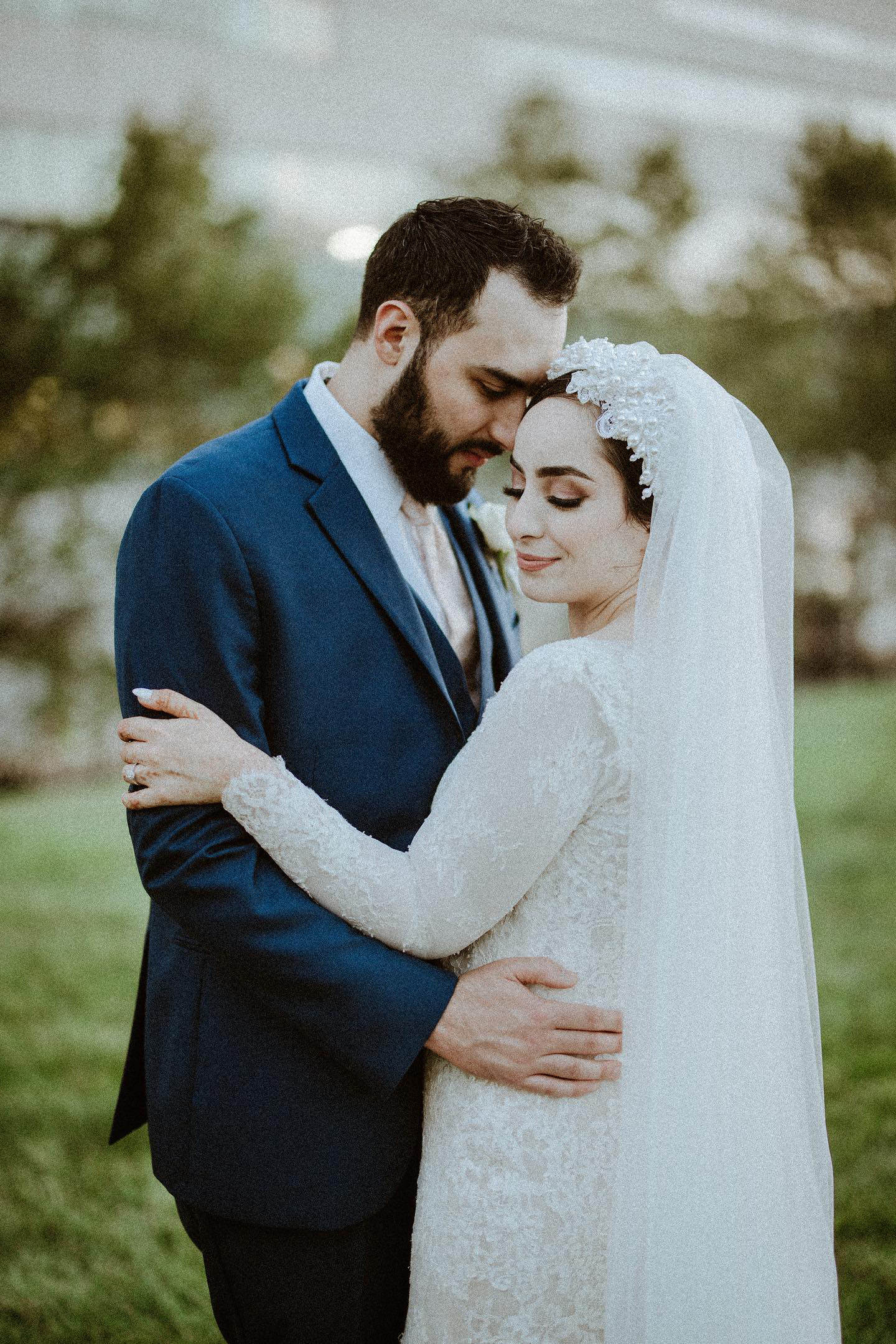 Pearl and Lace Headband Bridal Veil: Turban Headpiece - Studio 3 Twenty One LLC