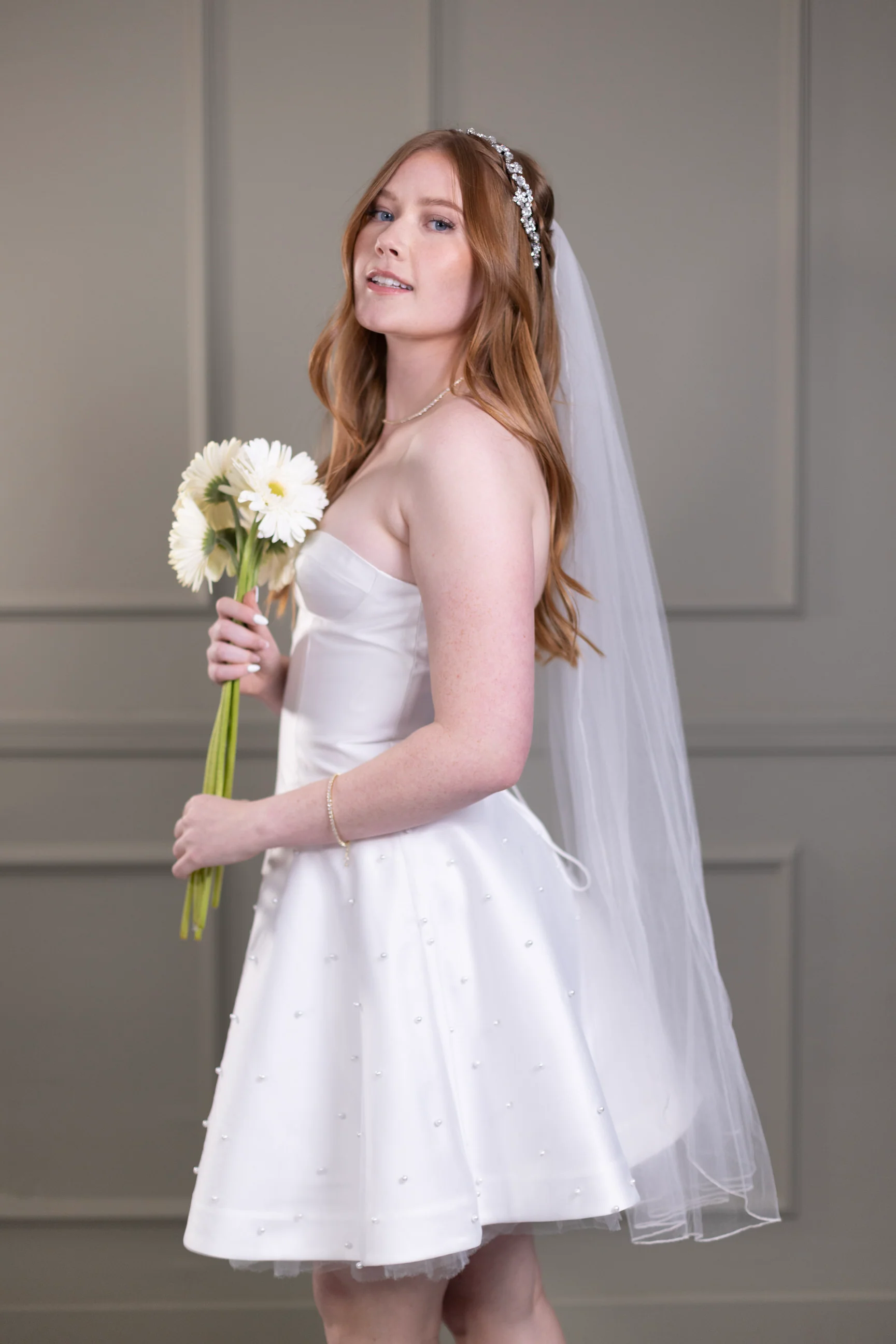 Rhinestone Crystal Bridal Headband, Silver Vine and Flower Hair Chain - Studio 3 Twenty One LLC