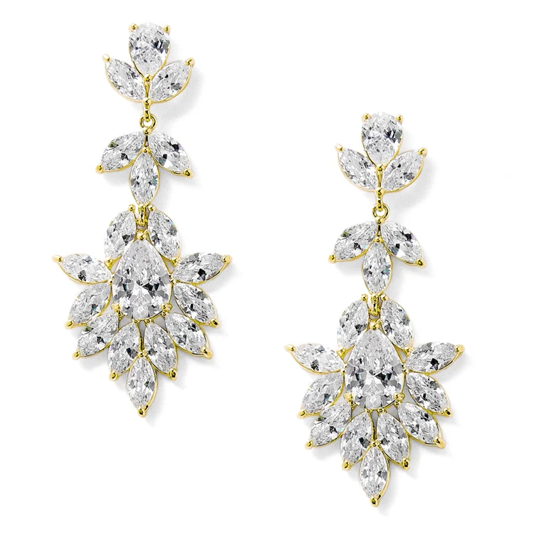 Jacqueline Bridal Earrings (Available in 14K Rose Gold, 14K Gold or Platinum Plating) - Studio 3 Twenty One LLC