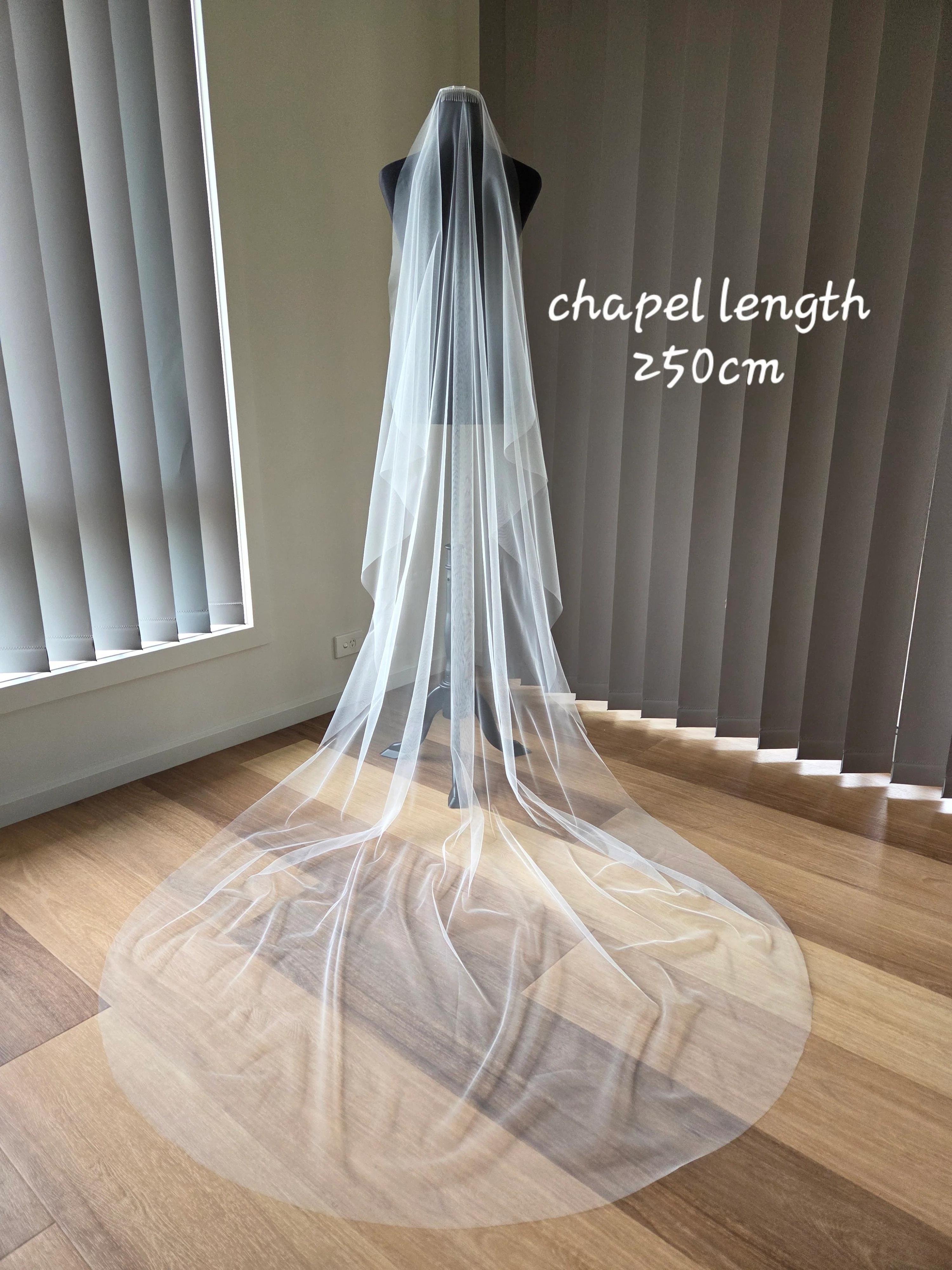 Soft bridal tulle wedding veil without gathers - Studio 3 Twenty One LLC