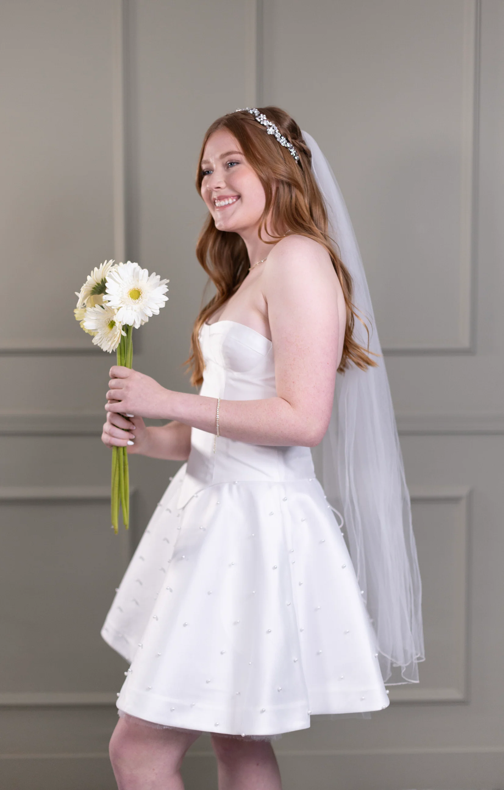 Rhinestone Crystal Bridal Headband, Silver Vine and Flower Hair Chain - Studio 3 Twenty One LLC