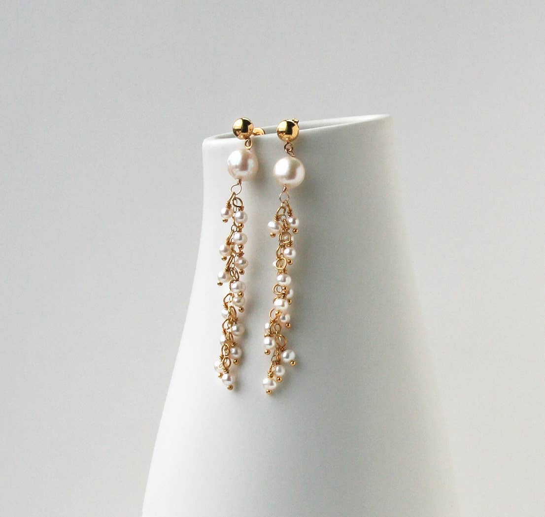 Pearl Post Dangle Earrings - Studio 3 Twenty One LLC