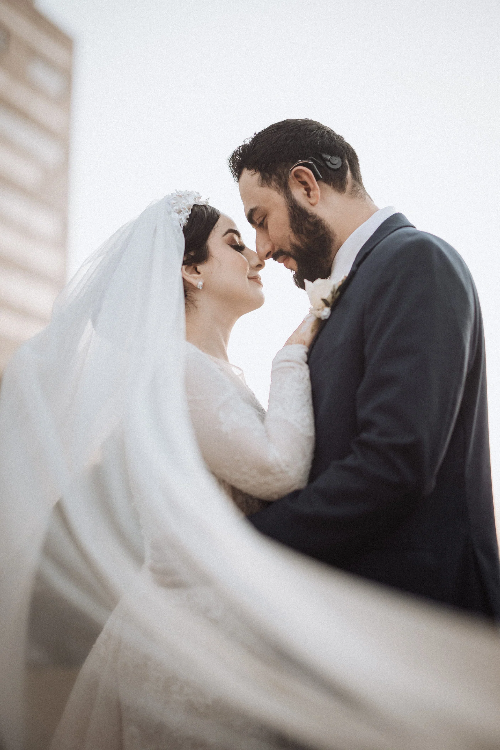Pearl and Lace Headband Bridal Veil: Turban Headpiece - Studio 3 Twenty One LLC